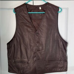 Men's Brown Leather Vest